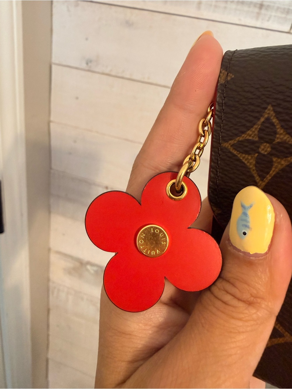 Louis Vuitton Brown Monogram Continental Wallet with Red Flower Accent - Picture 4 of 11